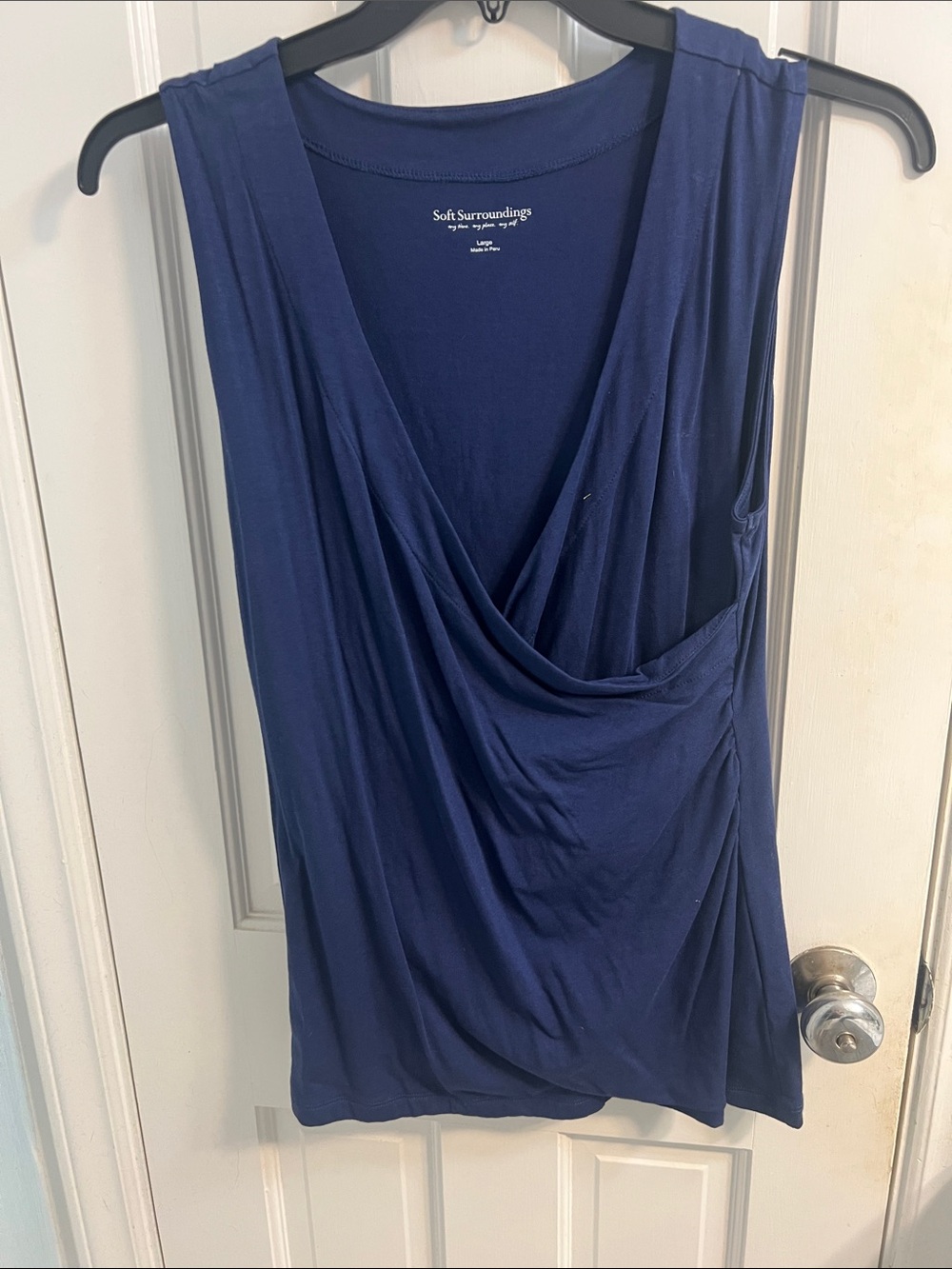 Soft Surroundings Blue Jersey Scoop Tee